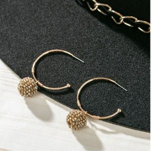 Grey Crystal Fireball Hoop Earrings F05